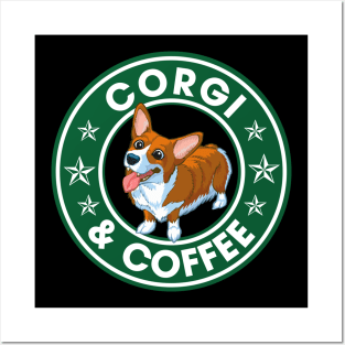 Corgi And Coffee Posters and Art